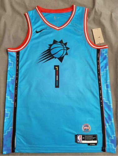 NBA 1 Booker Phoenix Suns 22-23 city Maillot bleu imprimé